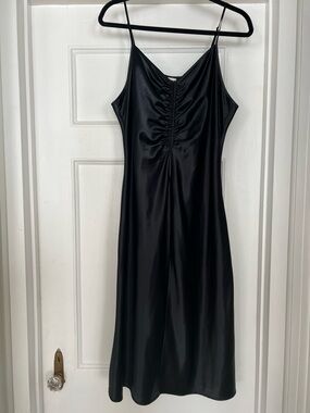 a new day Black Satin Midi Slip Dress